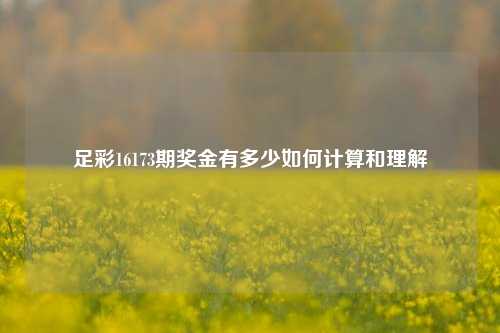 足彩16173期奖金有多少如何计算和理解