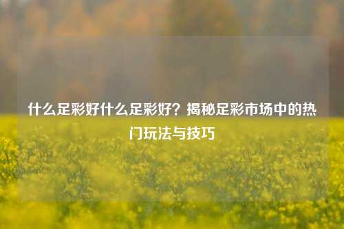 什么足彩好什么足彩好？揭秘足彩市场中的热门玩法与技巧