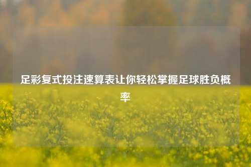 足彩复式投注速算表让你轻松掌握足球胜负概率