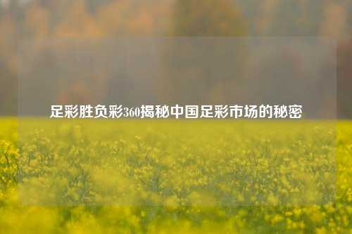 足彩胜负彩360揭秘中国足彩市场的秘密