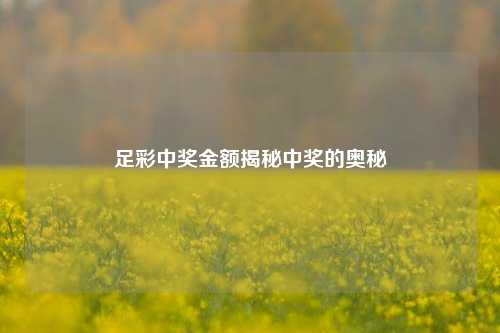 足彩中奖金额揭秘中奖的奥秘