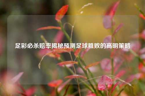 足彩必杀赔率揭秘预测足球胜败的高明策略