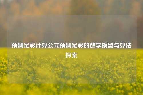 预测足彩计算公式预测足彩的数学模型与算法探索