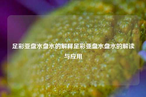 足彩亚盘水盘水的解释足彩亚盘水盘水的解读与应用