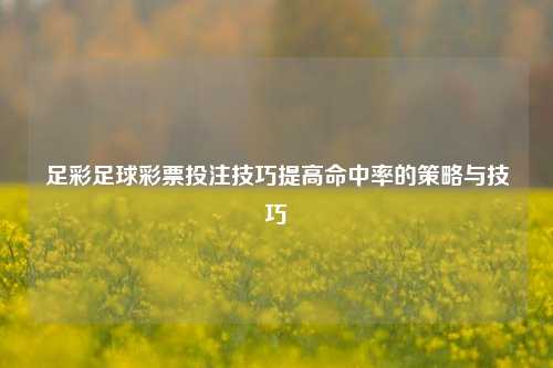 足彩足球彩票投注技巧提高命中率的策略与技巧
