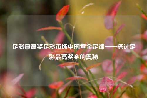 足彩最高奖足彩市场中的黄金定律——探讨足彩最高奖金的奥秘