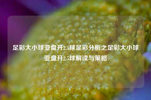 足彩大小球亚盘开2.5球足彩分析之足彩大小球亚盘开2.5球解读与策略