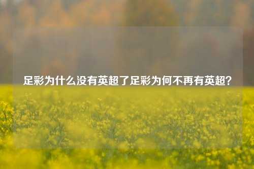 足彩为什么没有英超了足彩为何不再有英超？