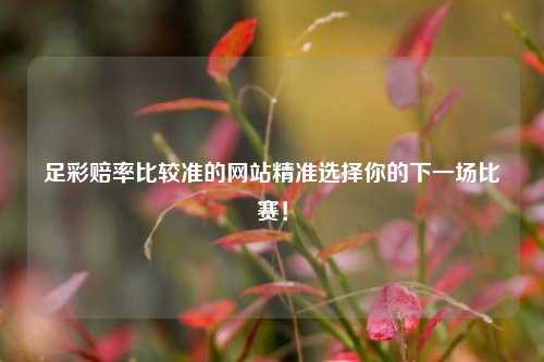足彩赔率比较准的网站精准选择你的下一场比赛！