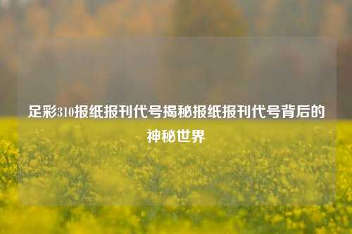 足彩310报纸报刊代号揭秘报纸报刊代号背后的神秘世界