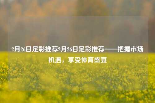 2月26日足彩推荐2月26日足彩推荐——把握市场机遇，享受体育盛宴
