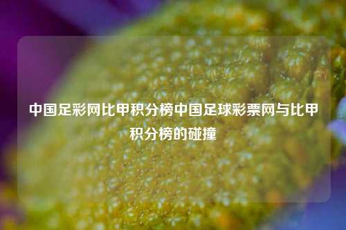 中国足彩网比甲积分榜中国足球彩票网与比甲积分榜的碰撞